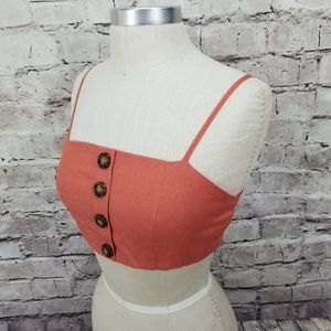 Nasty Gal Size 2 Burnt Orange Tie Back Crop Top